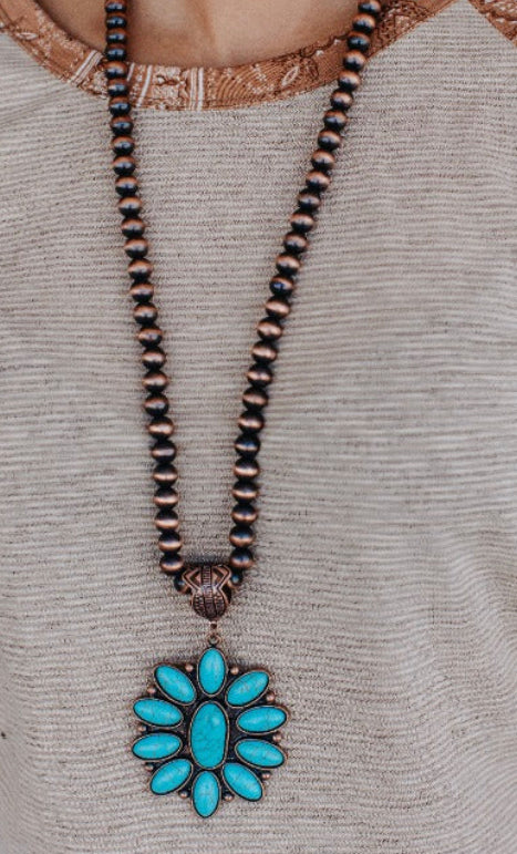 Copper turquoise flower