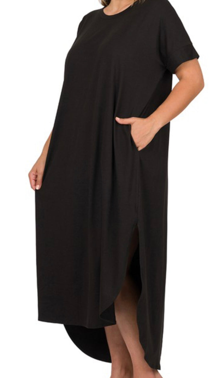 Black short sleeve maxi dress